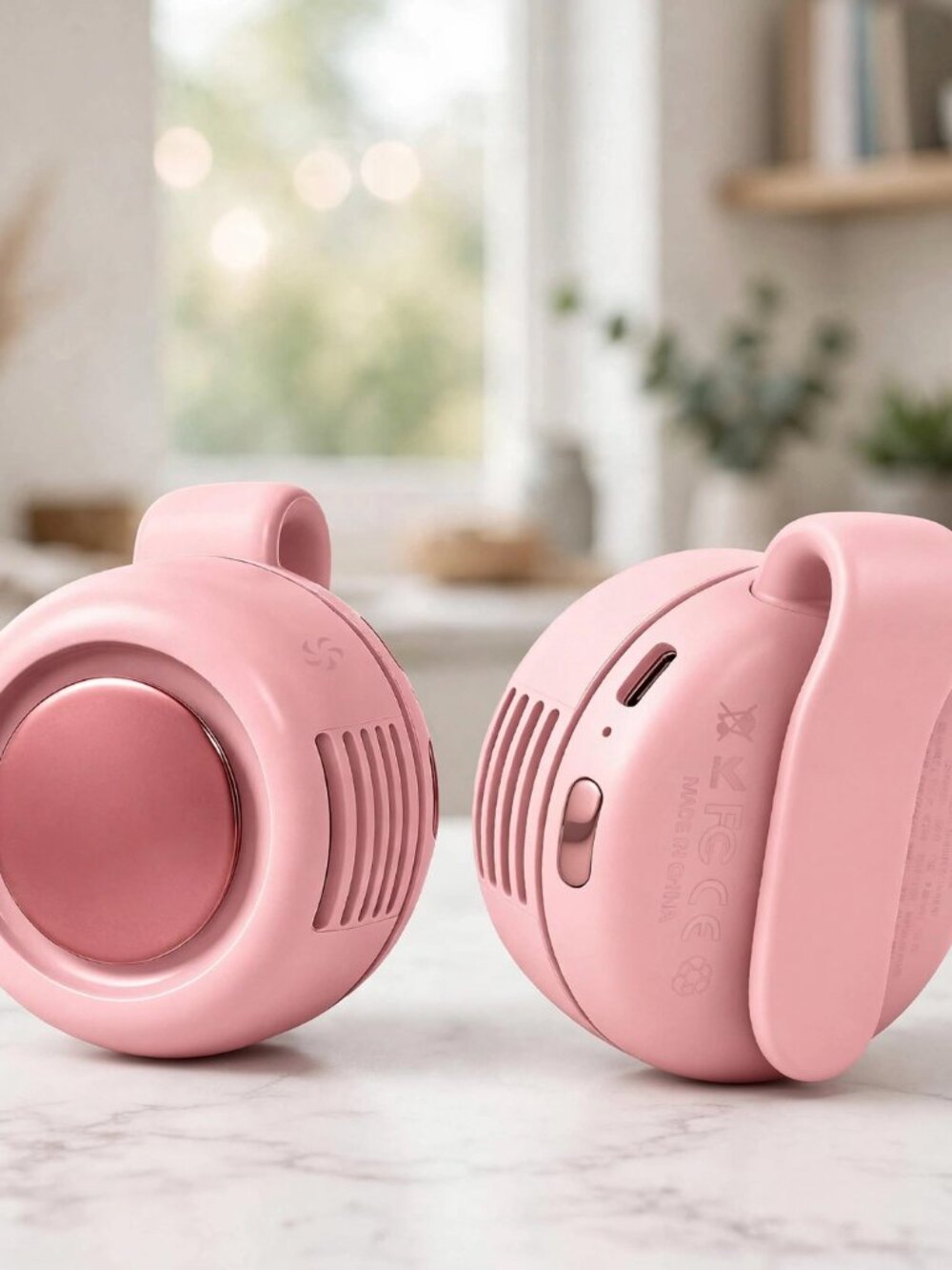 Timeno Portable Clip-On Bladeless Fan 360° Rotatable Rechargeable - Pink